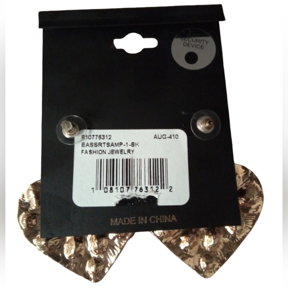 nOir Jewelry Gold Heart Earrings with Colorful Stones - Picture 2 of 2